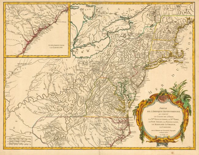 Partie de l'Amerique Septentrionale qui comprend le Cours de l'Ohio, la Nlle. Angleterre, la Nlle. York, le New Jersey, la Pensylvanie, le Maryland, la Virginie, la Caroline