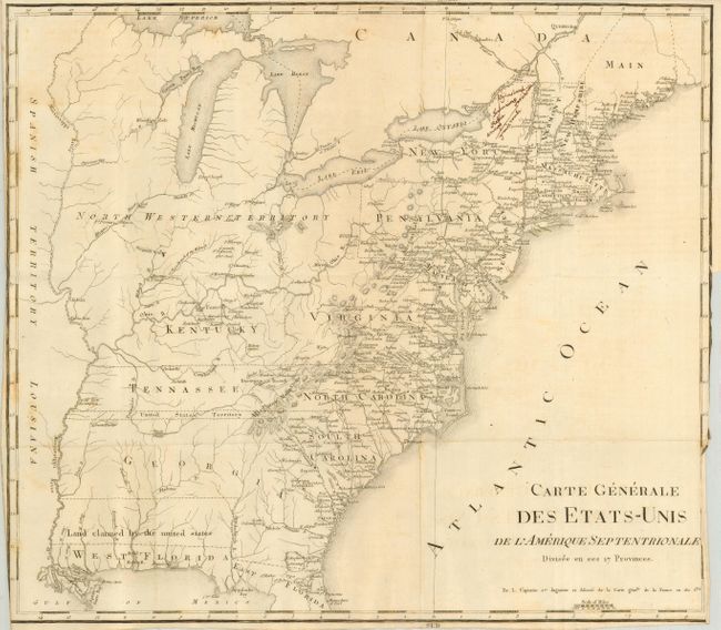 Carte Generale des Etats-Unis de l'Amerique Septentrionale Divisee en ses 17 Provinces