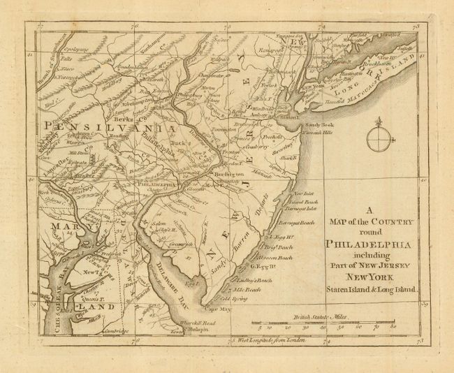 A Map of the Country round Philadelphia including Part of New Jersey, New York, Staten Island & Long Island.