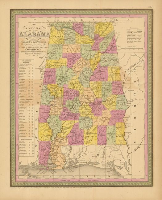 A New Map of Alabama with its Roads & Distances from place to place