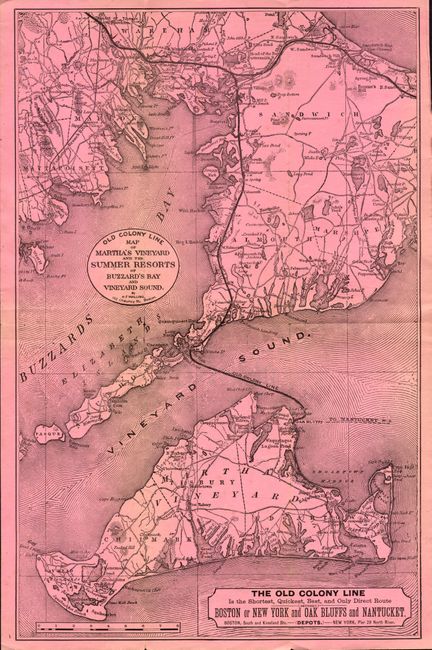 Old Colony Line Map of Martha's Vineyard and the Summer Resorts of Buzzard's Bay and Vineyard Sound