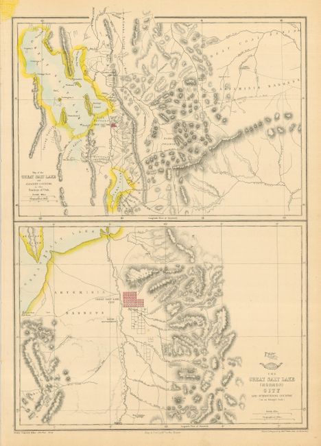 Map of the Great Salt Lake and Adjacent Country in the Territory of Utah [on sheet with] The Great Salt Lake (Mormon) City and Surrounding Country