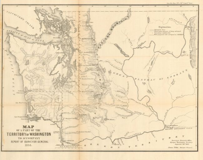 Map of a Part of the Territory of Washington to Accompany Report of Surveyor General 1855