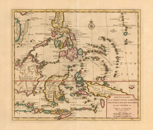 Nieuwe Kaart van de Filippynsche, Ladrones, Moluccos of Specery Eilanden als mede Celebes etc.
