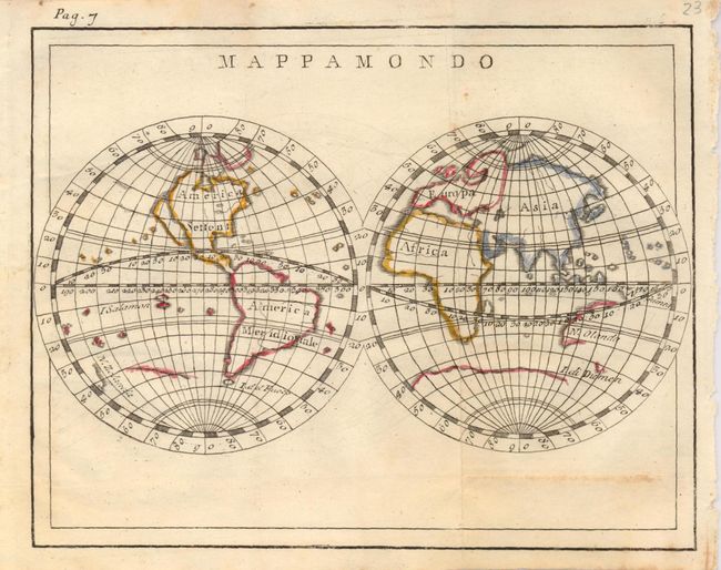 Mappamondo [in set with] America Secondo le Ultime Osservazioni dell'Accademia Reale delle Scienze [and]  Asia [and] Africa [and] Europa