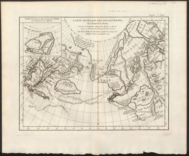 Carte Generale des Decouvertes de l'Amiral de Fonte, et autres Navigateurs Espagnols, Anglois et Russes pour la recherche du Passage a la Mer du Sud