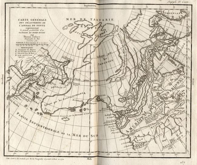 Carte Generale des Decouvertes de l'Amiral de Fonte Representant la Grande Probabilite d'un Passage au Nord Ouest