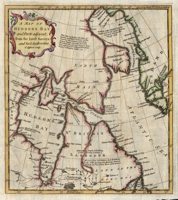 A Map of Hudsons Bay and Parts adjacent, from the latest Surveys and best Authorities