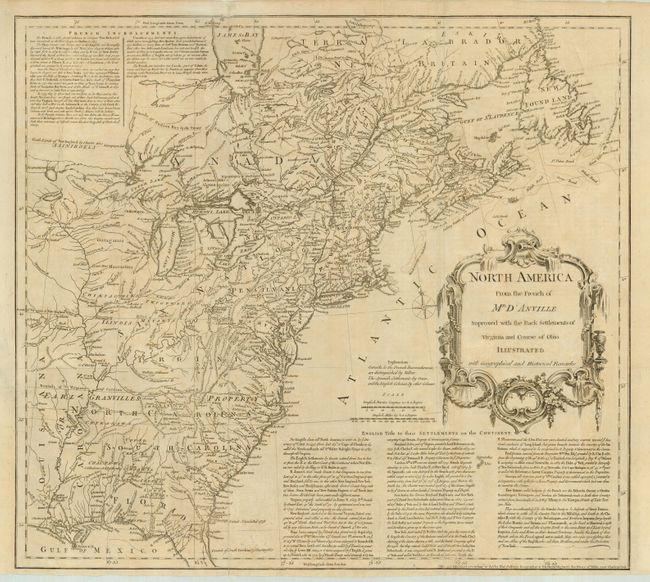 North America From the French of Mr. D'Anville Improved with the Back Settlements of Virginia and Course of Ohio Illustrated with Geographical and Historical Remarks