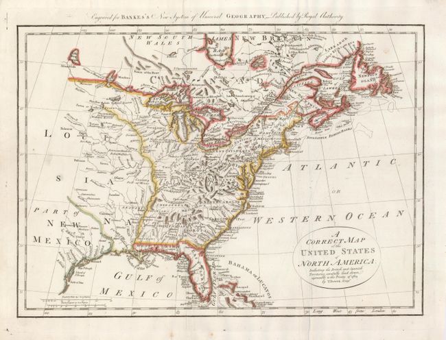 A Correct Map of the United States of North America, Including the British and Spanish Territories, carefully laid down agreeable to the Treaty of 1784