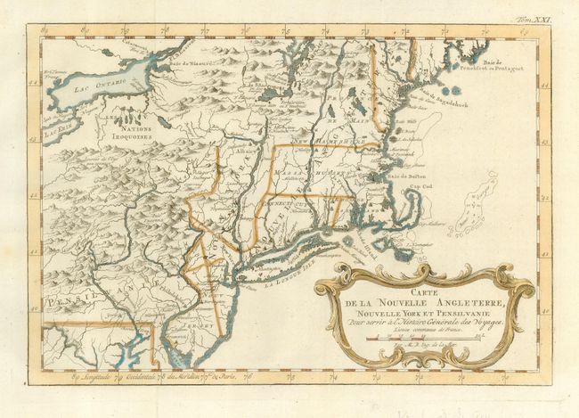 Carte de la Nouvelle Angleterre, Nouvelle York et Pensilvanie