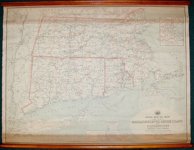 Post Route Map of the States of Massachusetts, Rhode Island & Connecticut
