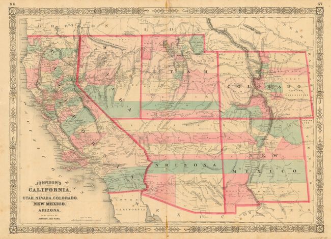 Johnson's California, with Territories of Utah, Nevada, Colorado, New Mexico and Arizona