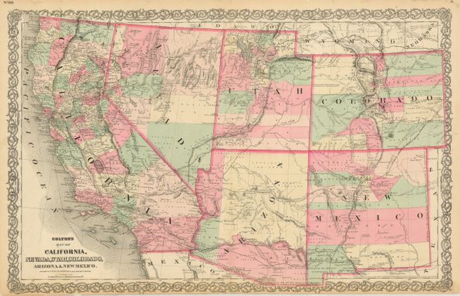 Colton's Map of California, Nevada, Utah, Colorado, Arizona & New Mexico