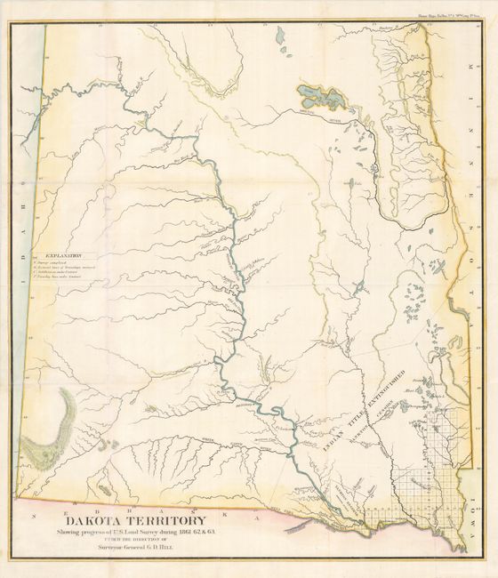 Dakota Territory Showing progress of U.S. Land Survey during 1861 62 & 63 Under the Direction of Surveyor General G.D. Hill