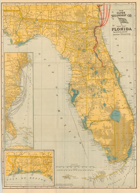 The Clyde Steamship Line Map of Florida [with] Clyde Line News1905