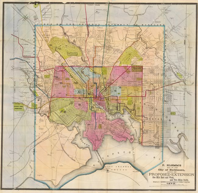 F. Klemm's Map of the City of Baltimore Showing the Proposed Extension One Mile East and West and Two Miles North