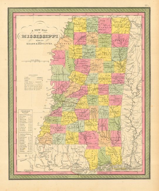 A New Map of Mississippi with its Roads & Distances