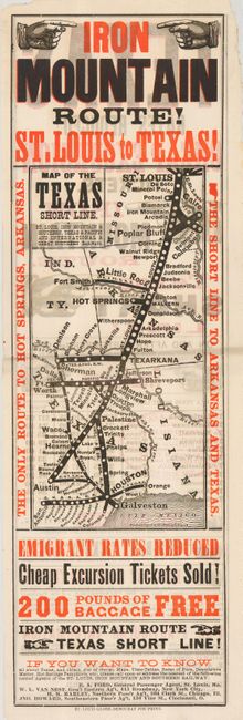 [Broadside] Iron Mountain Route!  St. Louis to Texas!  Map of the Texas Short Line