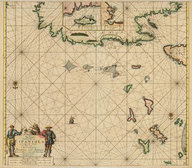 Pas kaart van de Noord Kust van Espaniola met d'Eylanden daar Benoorden