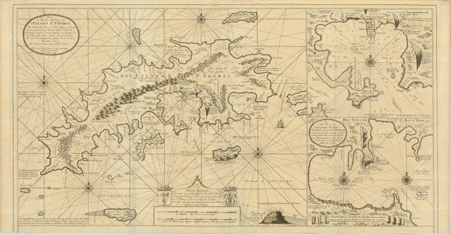 Nieuwe en Aldereerste Afteekening van 't Eyland St. Thomas. Met alle desselfs Havenen, Anker Plaatse