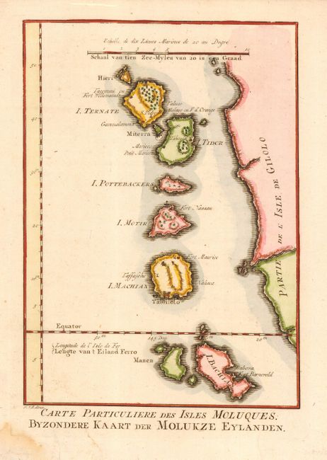 Carte Particuliere des Isles Moluques.  Byzondere Kaart der Molukze Eylanden