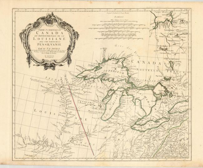 Partie Occidentale du Canada et Septentrionale de la Louisiane avec une Partie de la Pensilvanie par le Sr. d'Anville