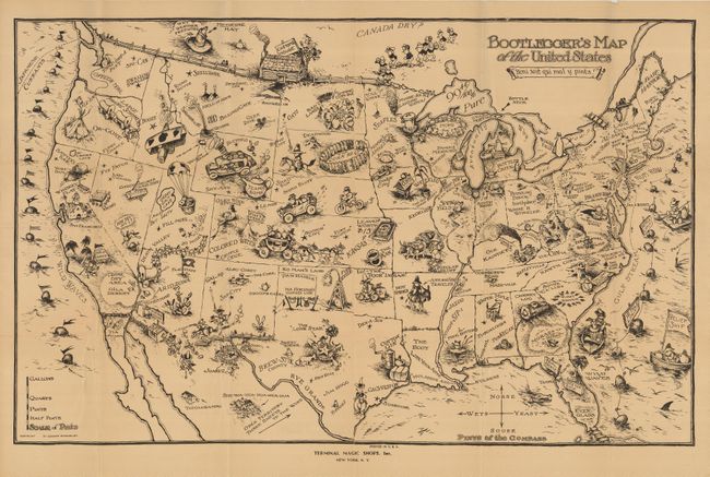 Bootleggers Map of the United States for Light, Medium and Heavy Tipplers.