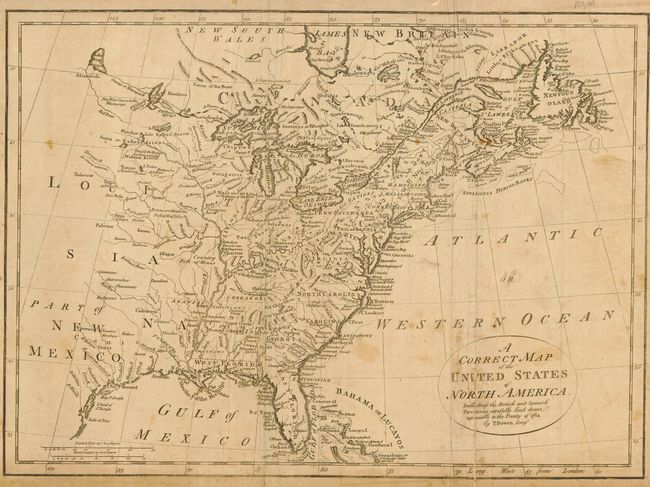 A Correct Map of the United States of North America.  Including the British and Spanish Territories, carefully laid down & agreeable to the Treaty of 1784