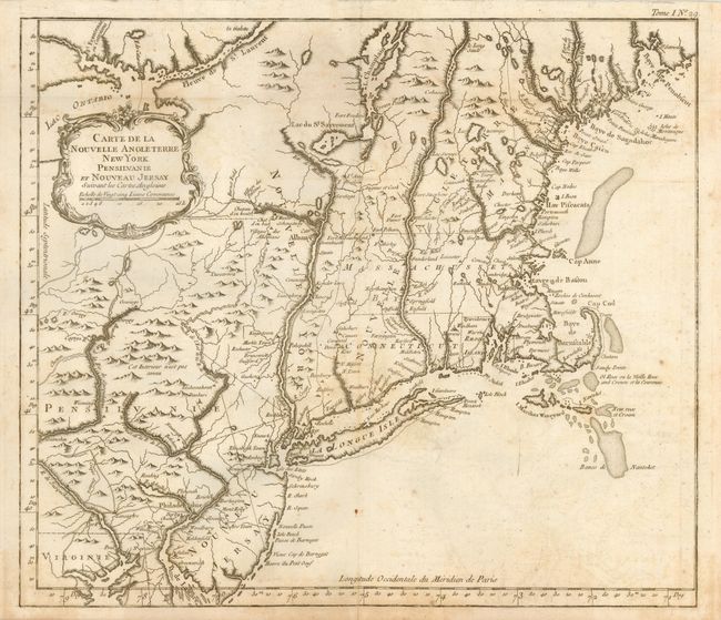 Carte da la Nouvelle Angleterre New York Pensilvanie et Nouveau Jersay Suivant les Cartes Angloises