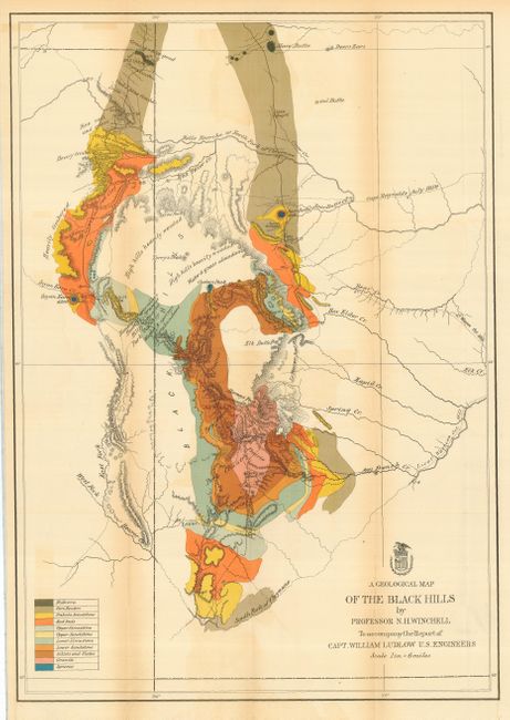 A Geological Map of the Black Hills, by Professor N. H. Winchell, To Accompany the Report of Capt. William Ludlow, U.S. Engineers