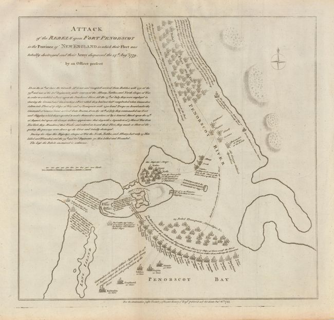 Attack of the Rebels upon Fort Penobscot in the Province of New England in which their Fleet was totally destroyed and their Army dispersed the 14th Augst. 1779