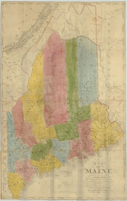 Map of Maine Constructed from the most Correct Surveys With Sectional Distances and Elevations or Level, of the St. Croix River from Calais Bridge. Deduced from the States Survey, Made by W. Anson, Civil Engineer, In 1836.
