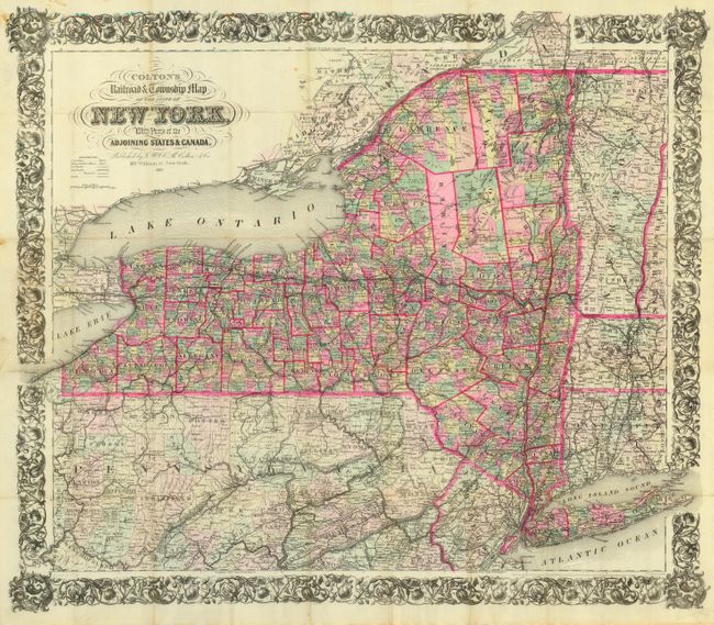 Colton's Railroad and Township Map of the State of New York with Parts of Adjoining States & Canada