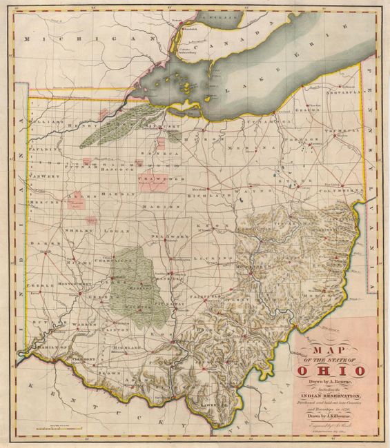 Map of the State of Ohio Drawn by A. Bourne.  Including the Indian Reservation, Purchased and laid out into Counties and Townships in 1820