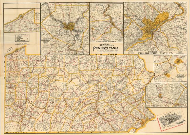 Mendenhall's Guide and Road Map of Pennsylvania Showing Main Touring Routes & Good Roads