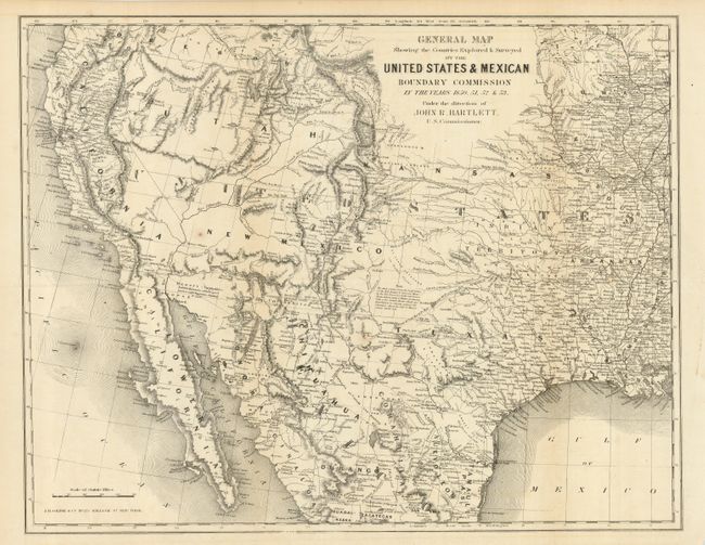 General Map Showing the Countries Explored & Surveyed by the United States & Mexico Boundary Commission in the Years 1850, 51, 52 & 53 Under the Direction of John R. Bartlett