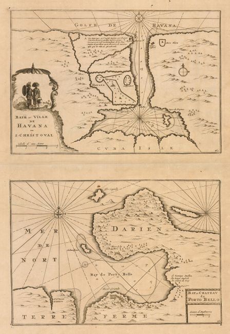 Baye et Ville de Havana ou S. Christoval [on sheet with] Bay et Chateau de Portobello [and] Cartegene Avec Ses Ports, et Fortresses