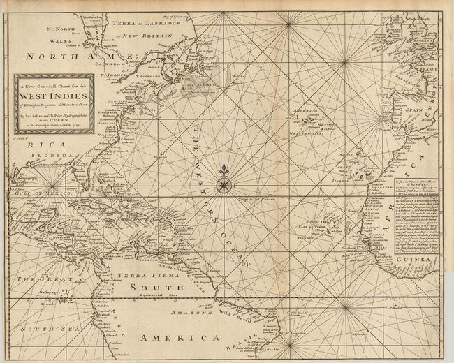 A New Generall Chart for the West Indies of E. Wrights Projection vut. Mercator's Chart
