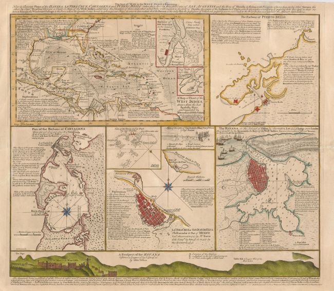 The Seat of War in the West Indies containing New & Accurate Plans of the Havana, La Vera Cruz, Cartagena and Puerto Bello (taken from Spanish Draughts)  also of San Augustin