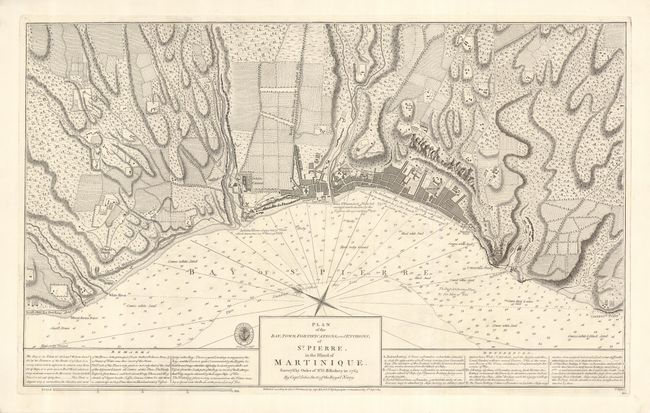 Plan of the Bay, Town, Fortifications, and Environs, of St. Pierre, in the Island of Martinique.  Survey'd by Order of Sr. G.B. Rodney in 1763 by Captn. John Stott of the Royal Navy