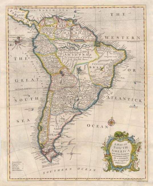 A Map of South America with all the European Settlements & whatever else is remarkable from the latest & best Observations