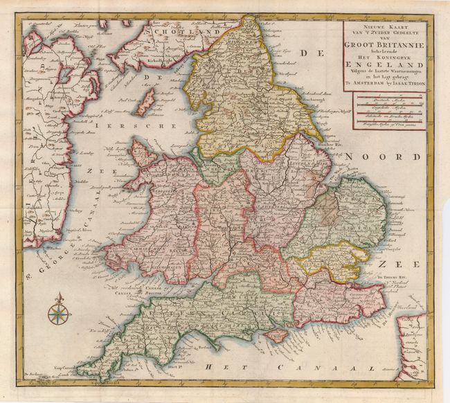 Nieuwe Kaart van 't Zuider Gedeelte van Groot Britannie behelzende Het Koningryk Engeland