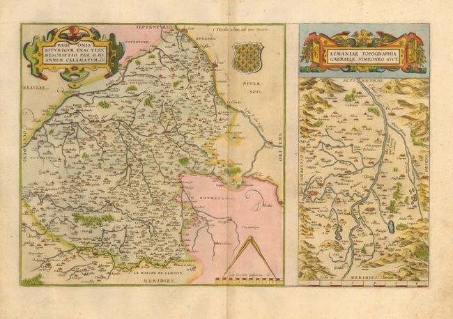 Regionis Biturigum Exactiss; Descriptio per D. Ioannem Calamaeum [on sheet with] Limaniae Topographia Gabriele Symeoneo Auct.