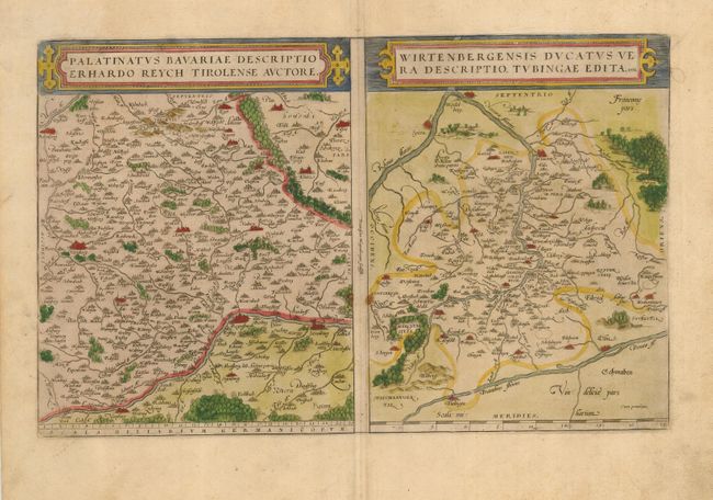 Palatinatus Bavariae Descriptio Erhardo Reych Tirolense Auctore [on sheet with] Wirtenbergensis Ducatus Vera Descriptio, Tubingae Edita, 1558
