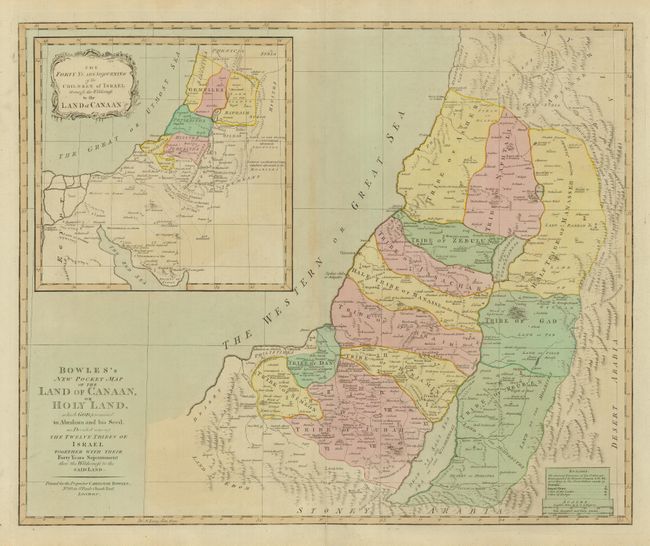 Bowles's New Pocket Map of the Land of Canaan, which God Promised to Abraham and his Seed, as Divided Among the Twelve Tribes of Israel