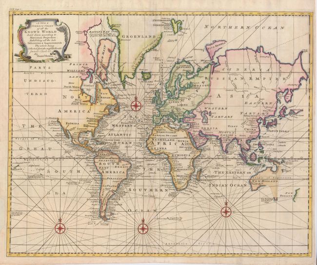 A New & Correct Chart of all the Known World Laid Down According to Mercator's Projection