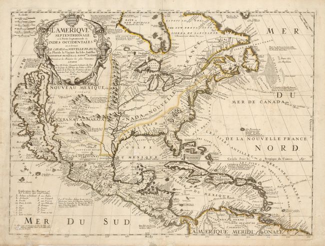 L'Amerique Septentrionale ou la Partie Septentrionale des Indes Occidentales ou se Trouve le Canada ou Nouvelle France la Floride la Virginie les Isles Antilles