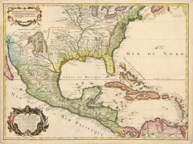 Carte du Mexique et de la Floride des Terres Angloises et des Isles Antilles du Cours et des Environs de la Riviere Mississippi