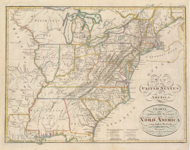 Map of the United States of America.  Charte der Vereinigten Staaten von Nord America